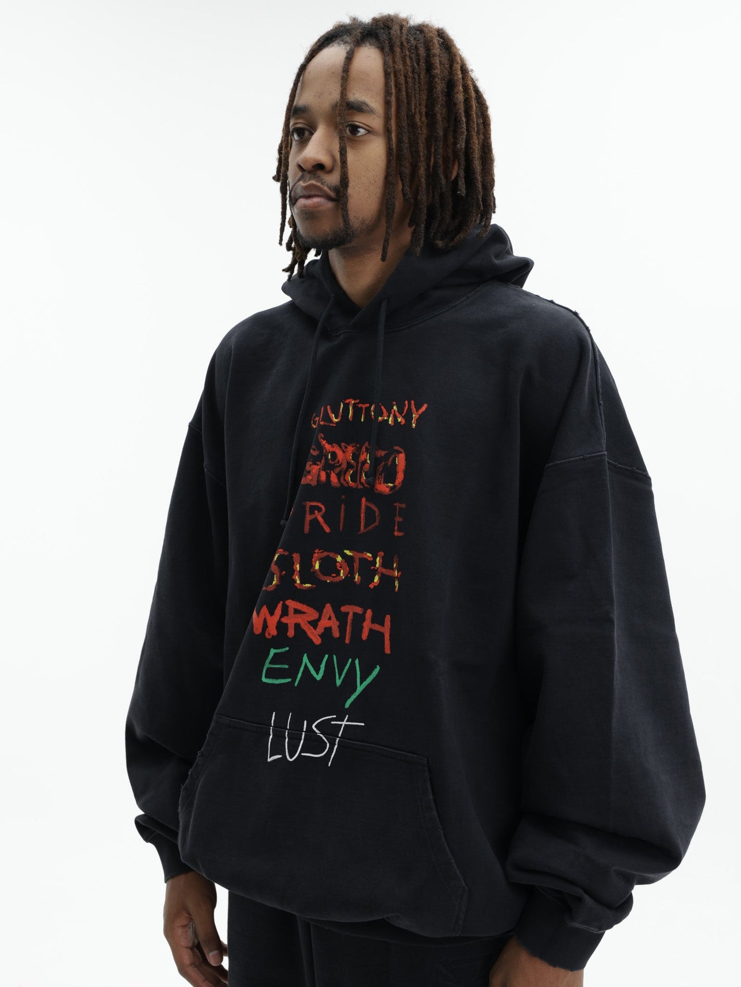 Vetements Hoodie 7 Sins Washed-Out Black