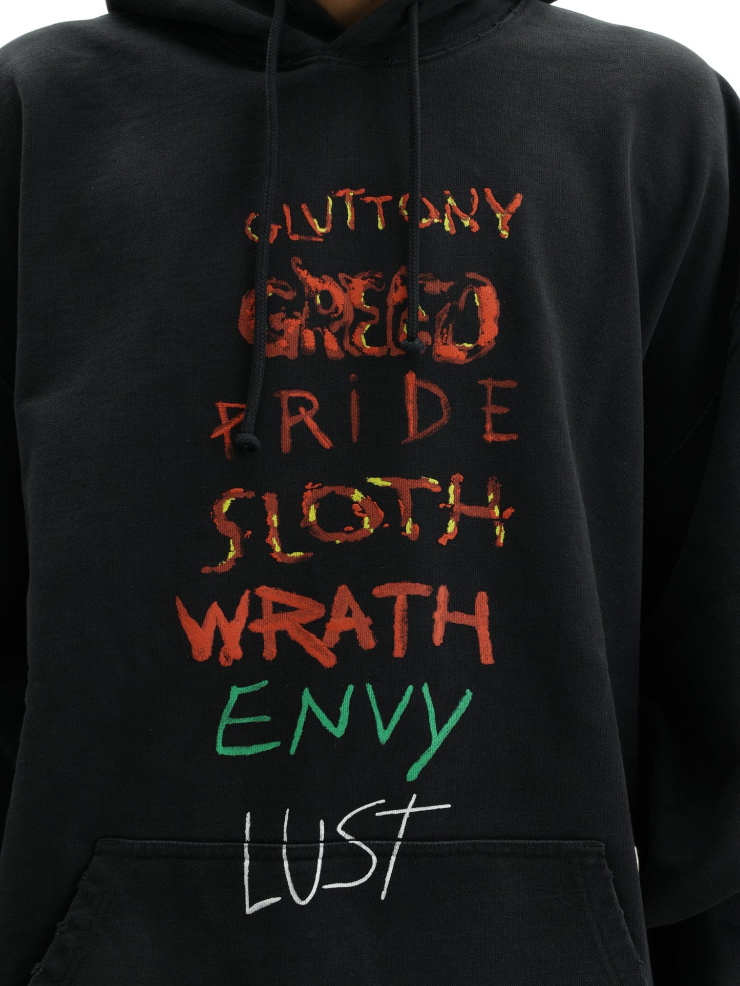 Vetements Hoodie 7 Sins Washed-Out Black