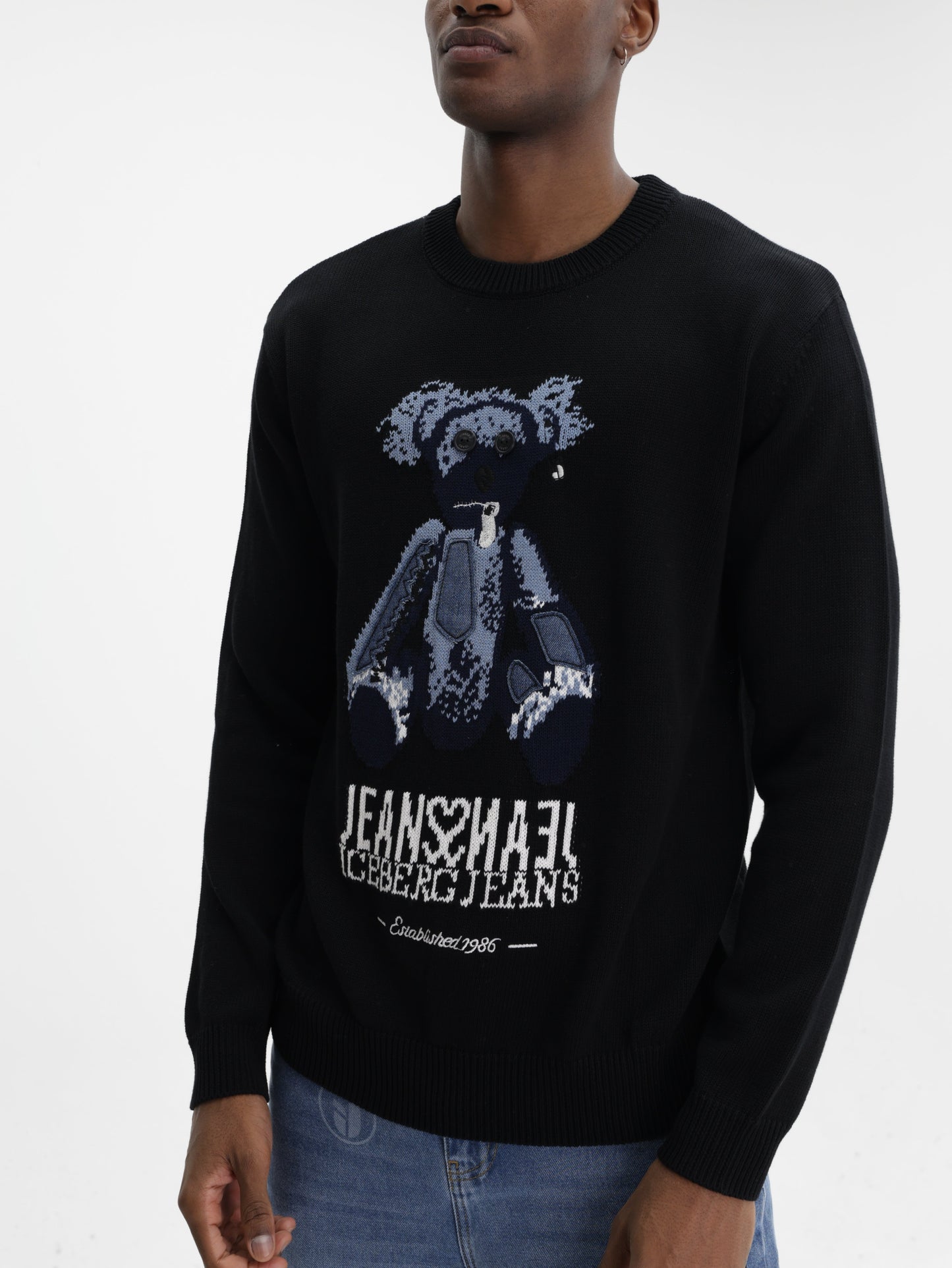 Iceberg Jeans Sweater Teddy Pirnt Black