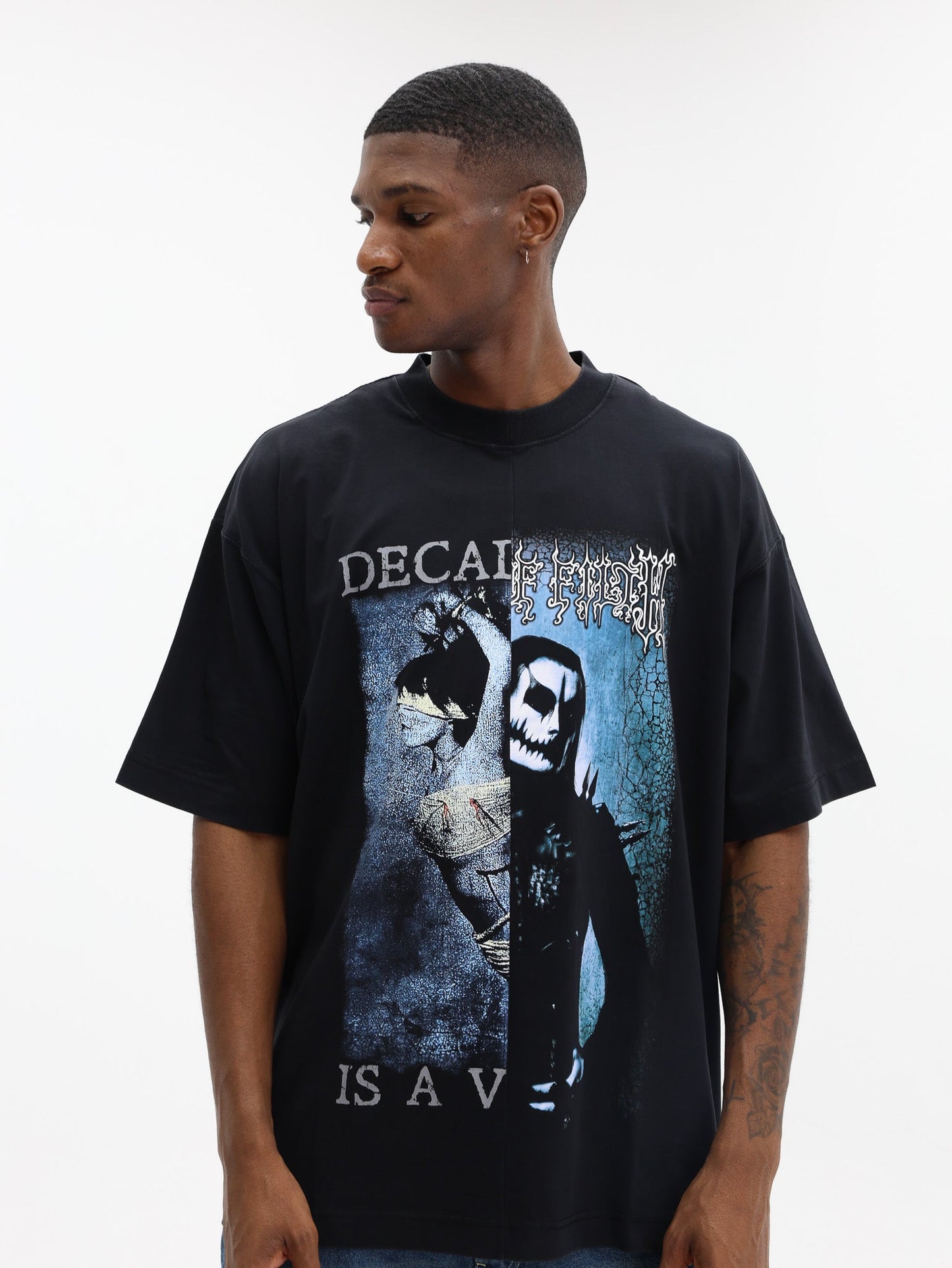 Vetements T-Shirt Cof Cut-Up Oversized Black