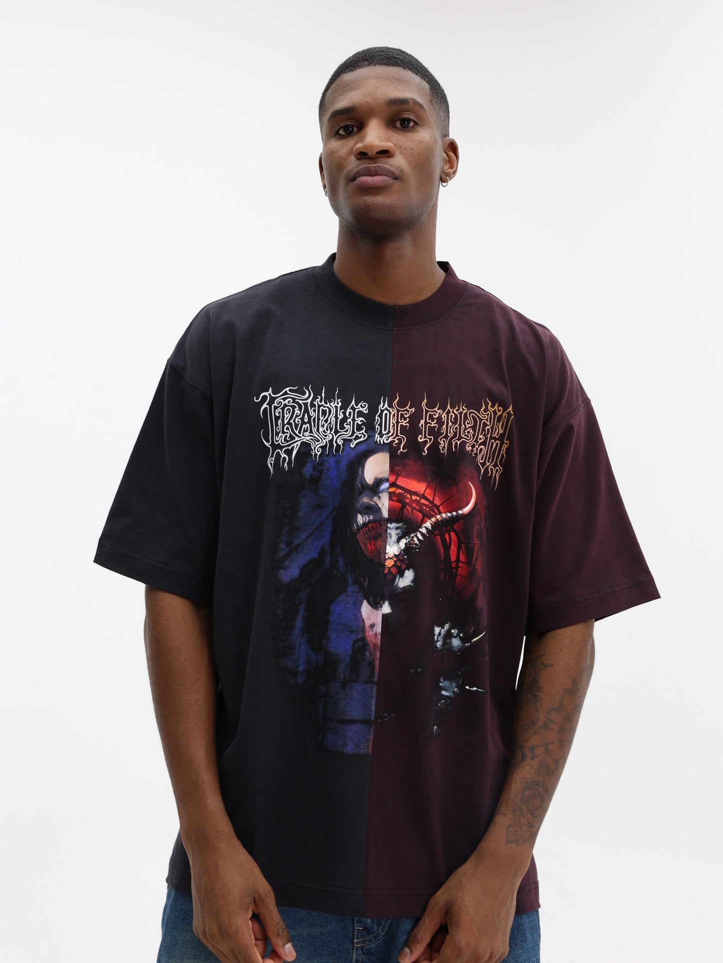 Vetements T-Shirt Cof Cut-Up Oversized Black-Red