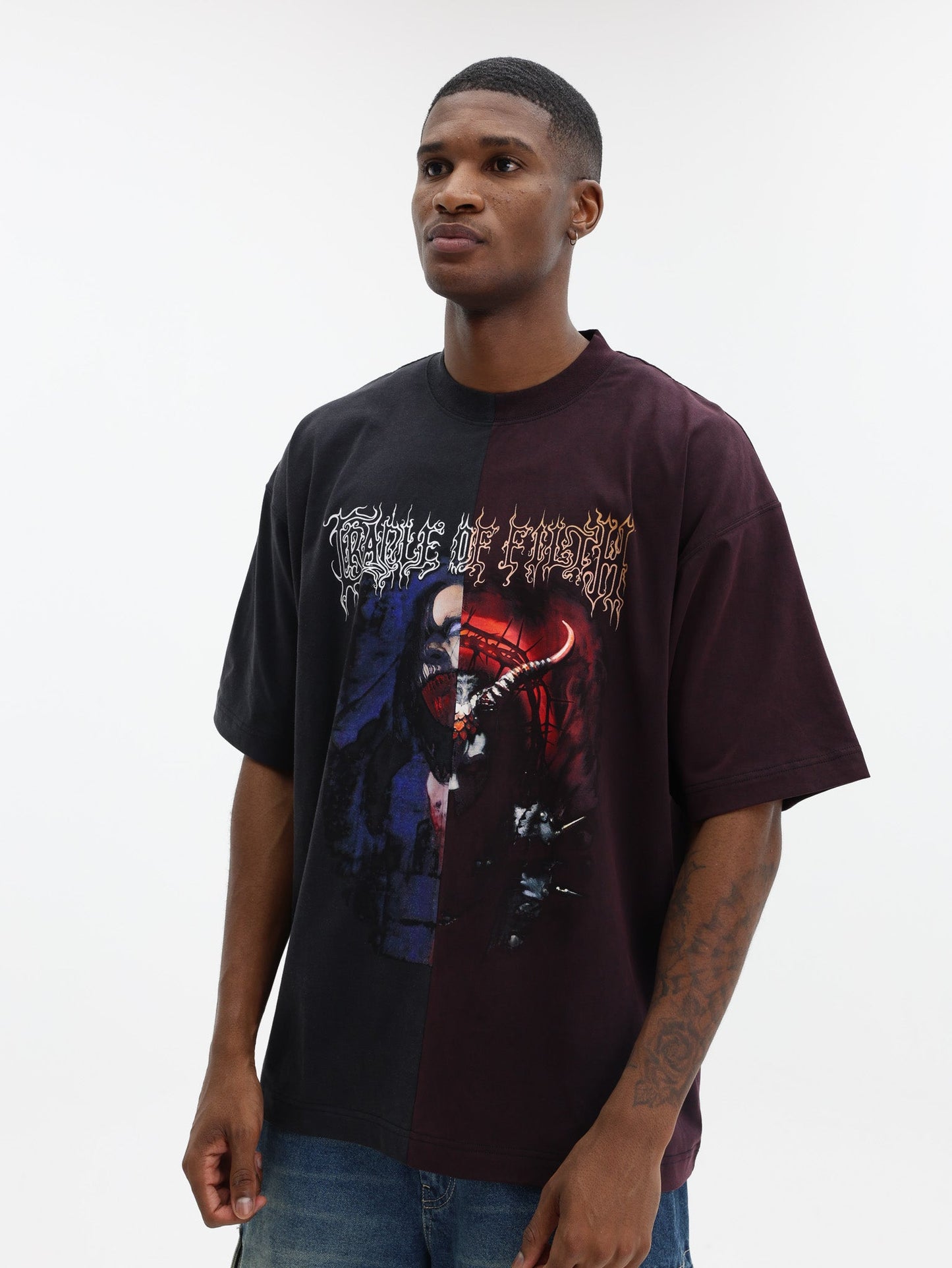 Vetements T-Shirt Cof Cut-Up Oversized Black-Red