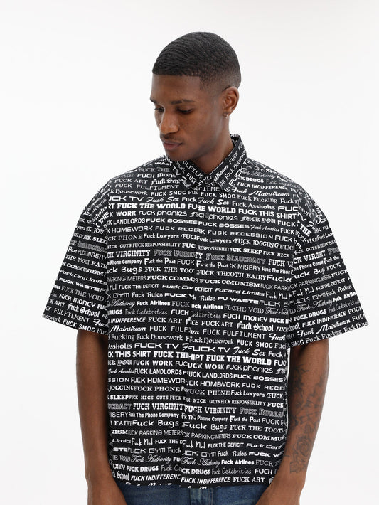 Vetements Shirt Fuck Short Sleeve Black-White
