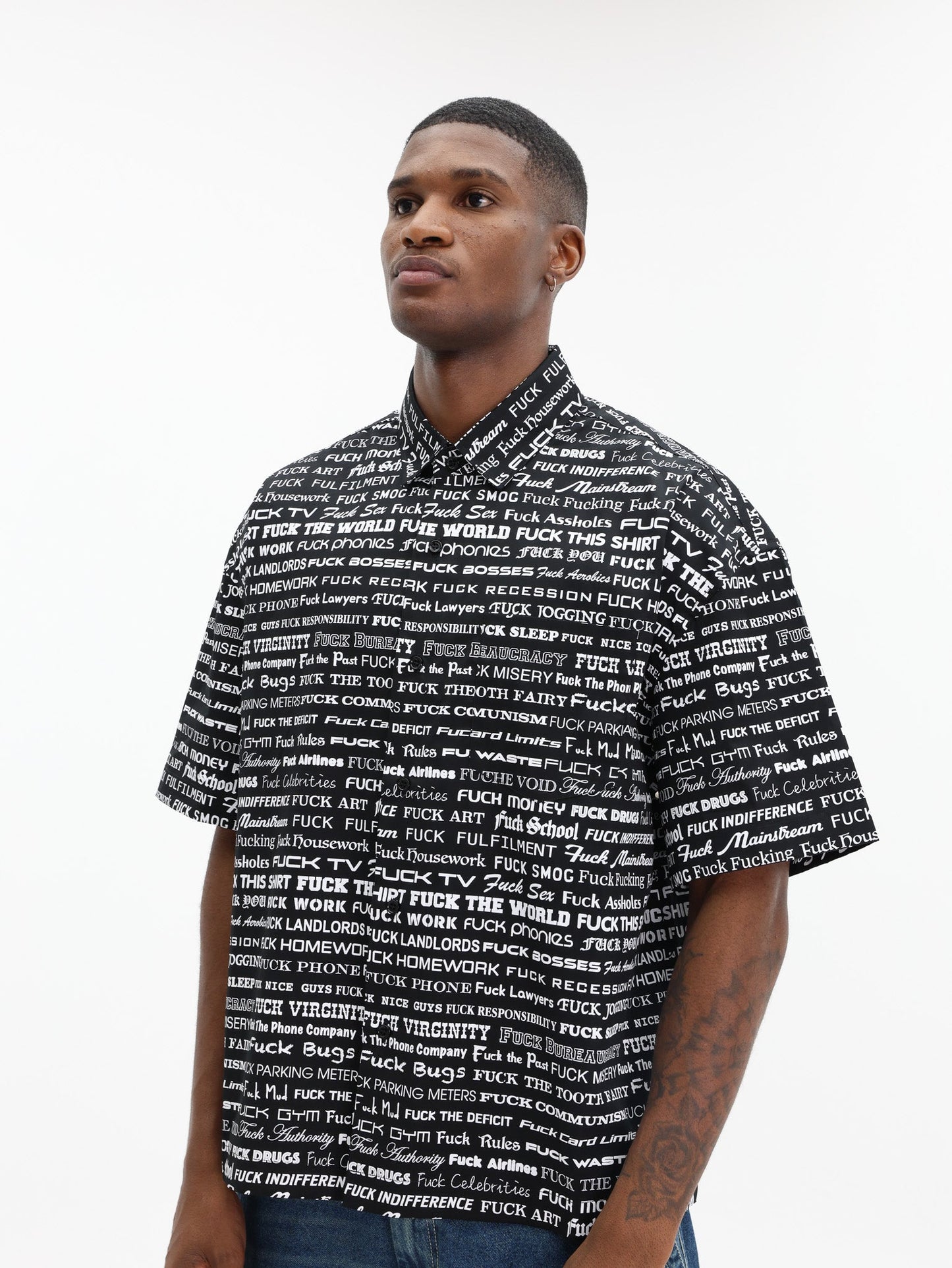Vetements Shirt Fuck Short Sleeve Black-White