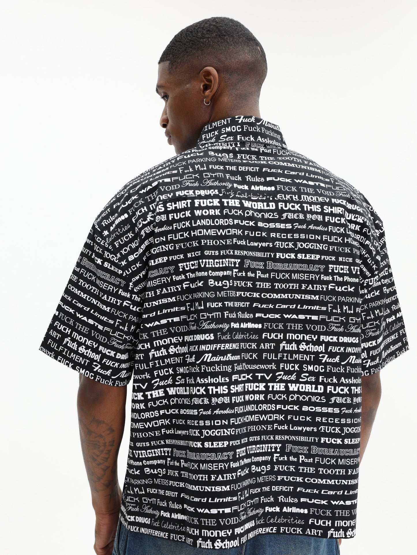 Vetements Shirt Fuck Short Sleeve Black-White