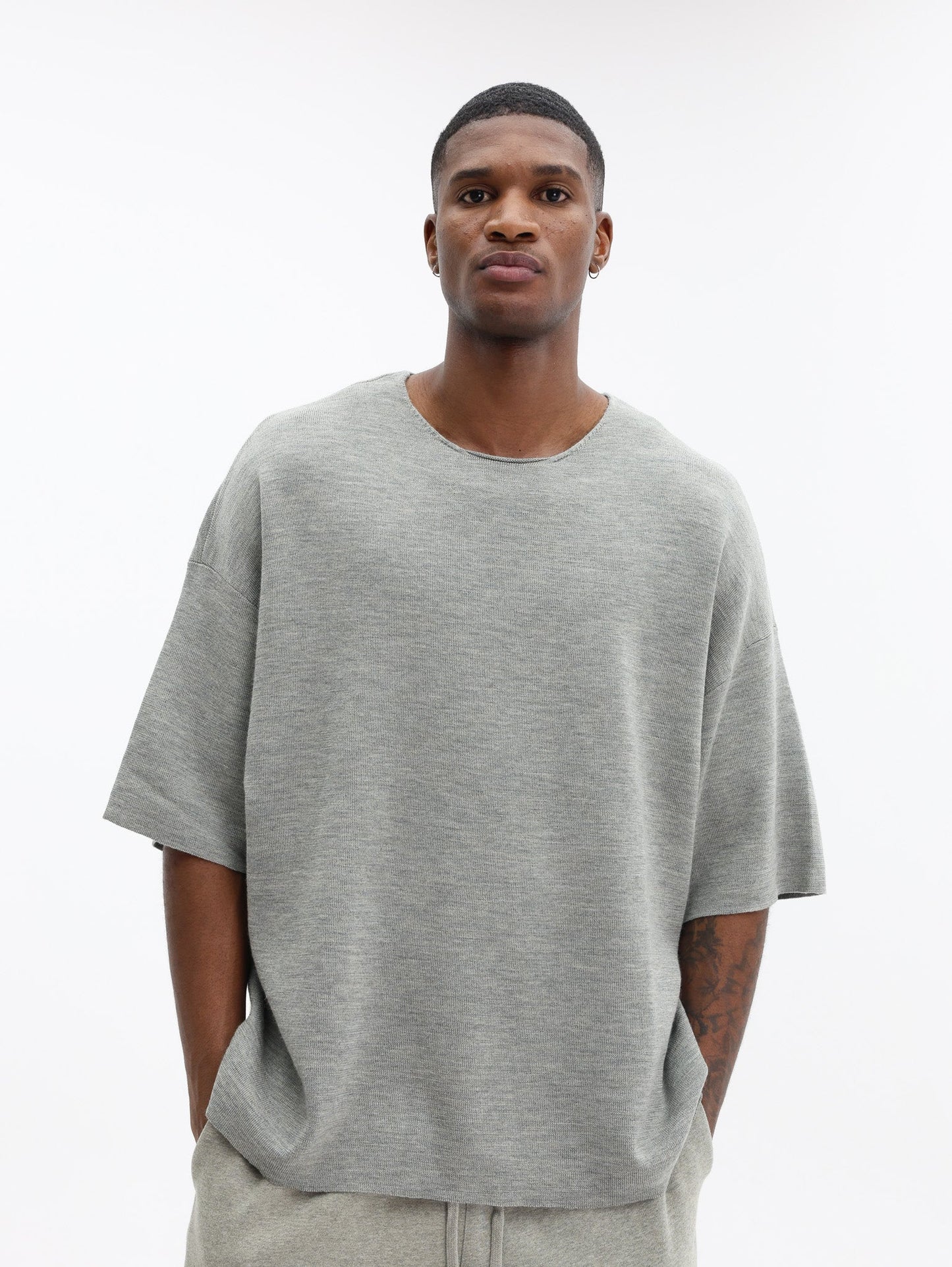 Essentials Marino Shorts Sleeve Concrete Heather