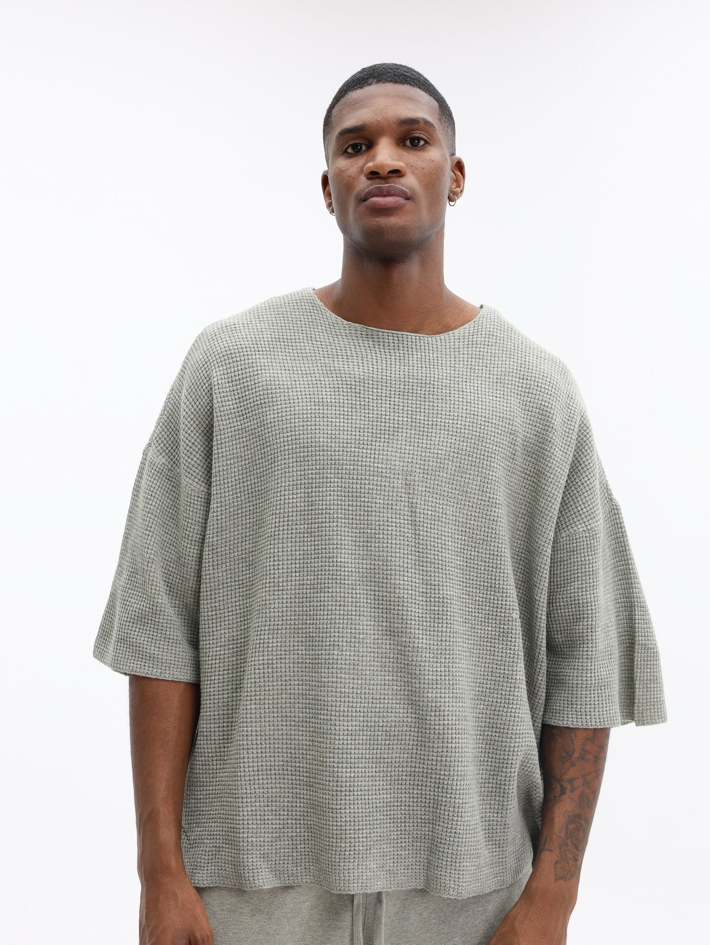 Essentials Waffle Short Sleeve Tee Concrete Heather