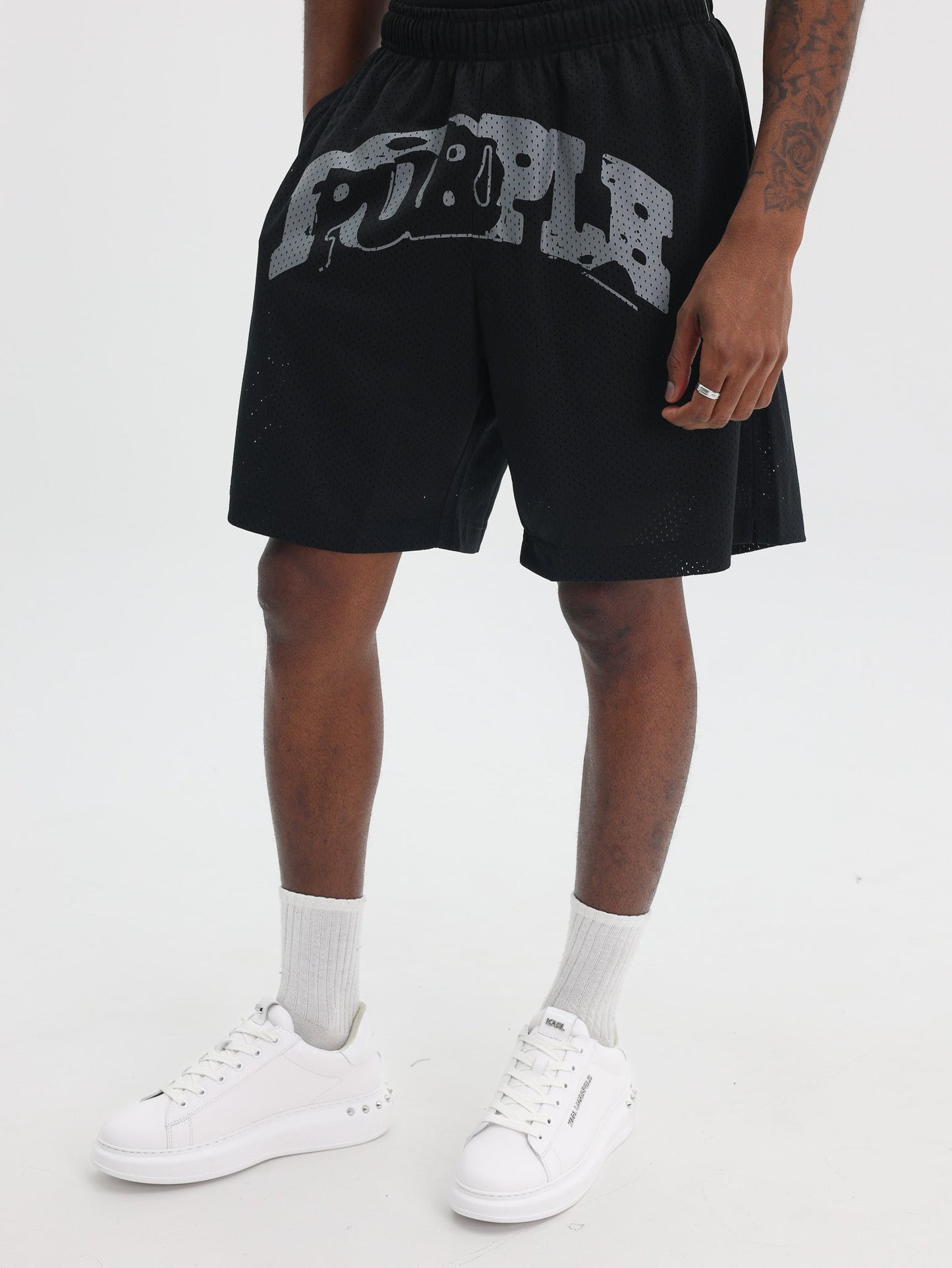 Purple Shorts Mesh Po Black