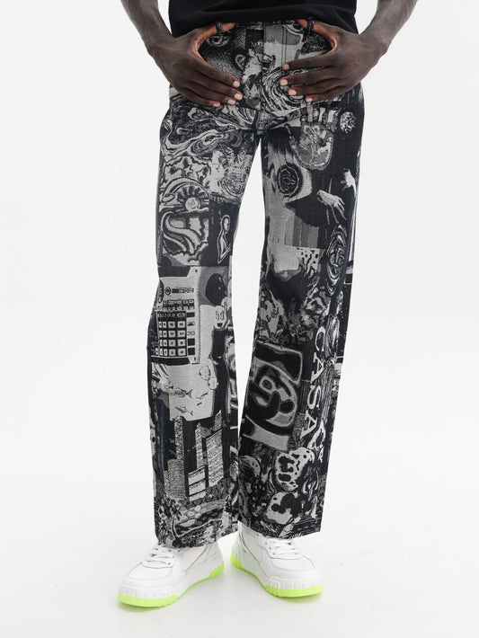 Casablanca Jeans Rave Straight Leg Collage