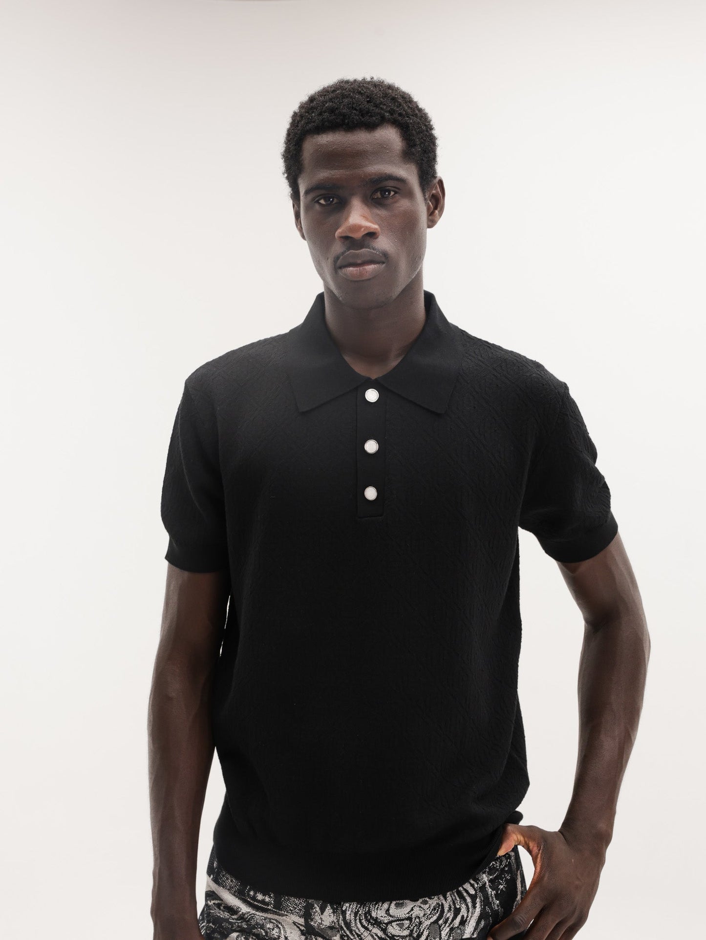 Casablanca Golfer Pointelle Monogram Black