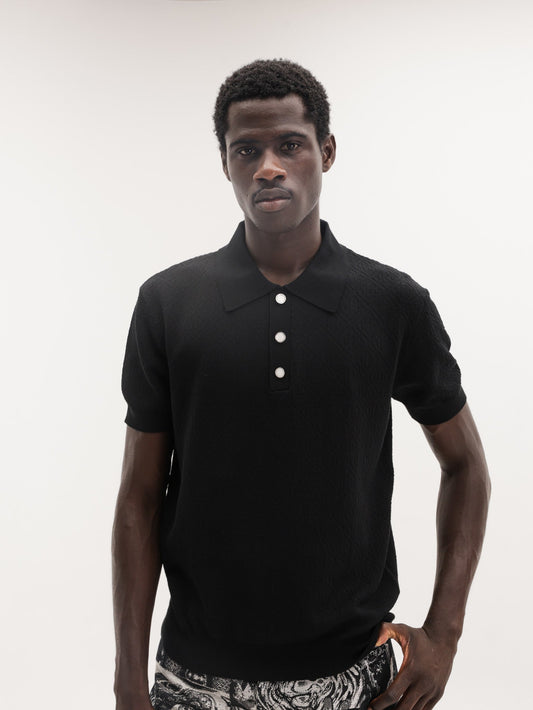 Casablanca Golfer Pointelle Monogram Black