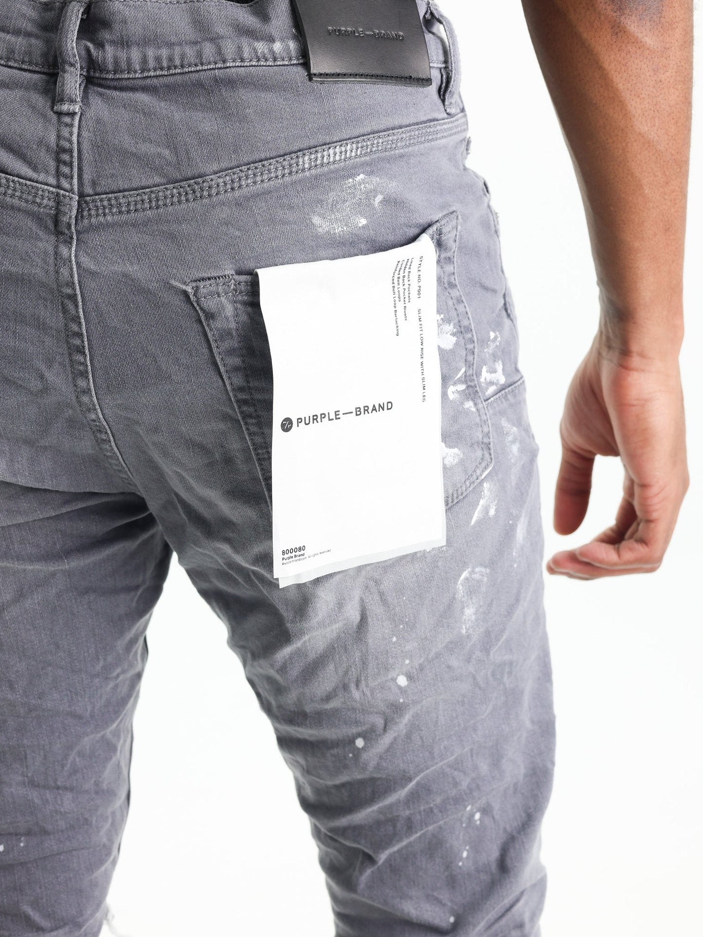 Purple Jeans Worn Knee Slit Grey
