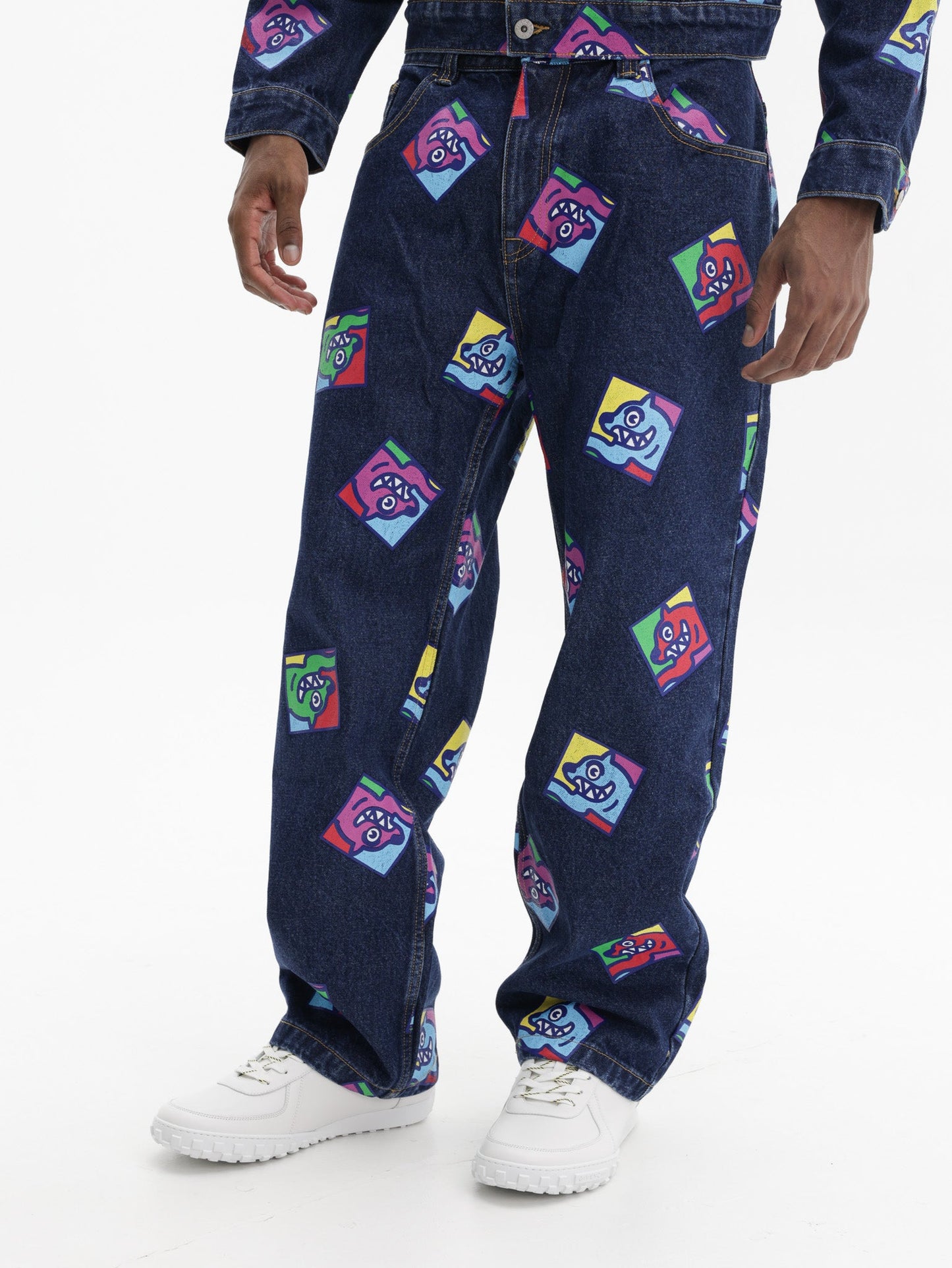 Ice Cream Jeans Running Dog Tile Indigo