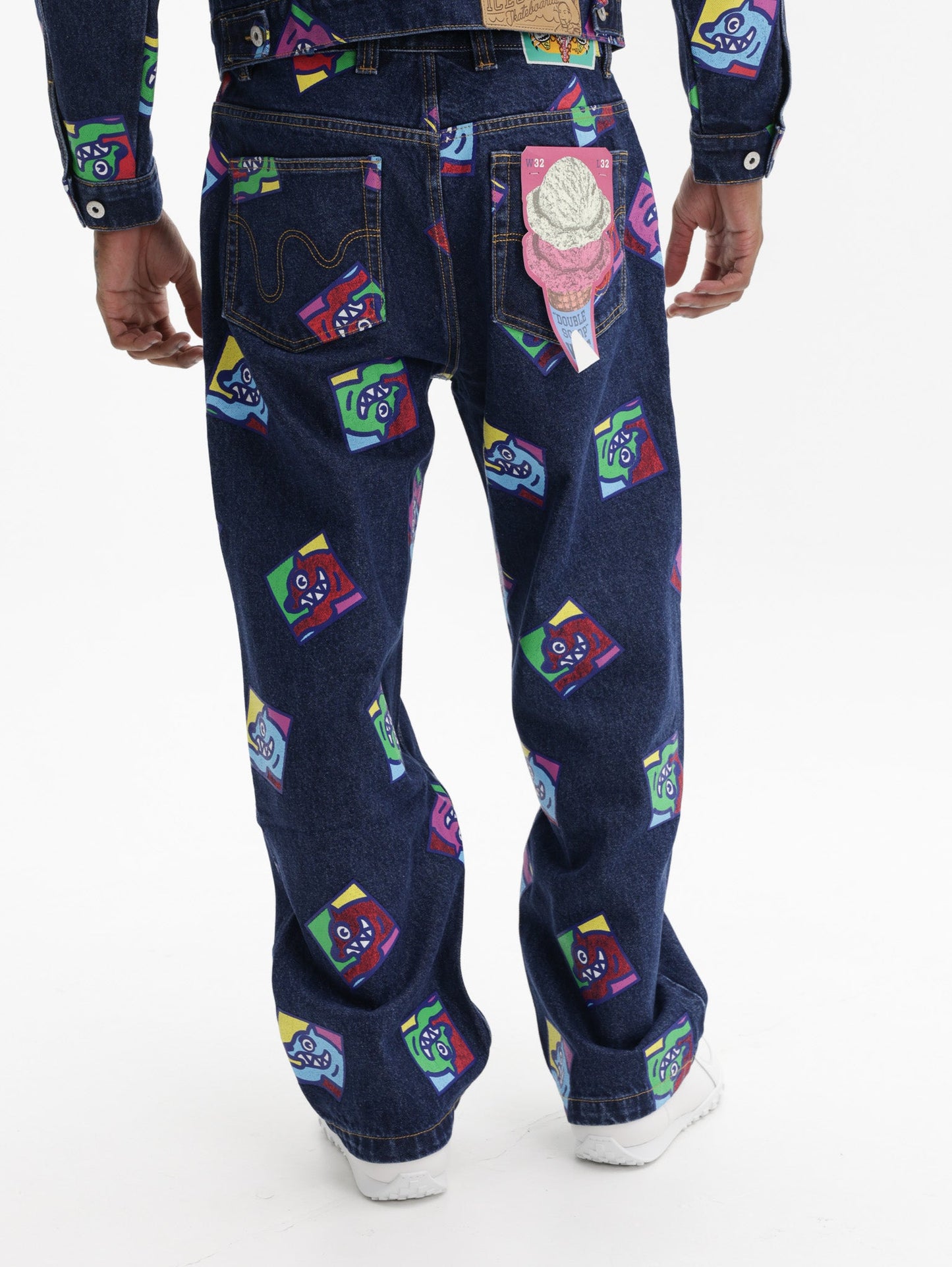 Ice Cream Jeans Running Dog Tile Indigo