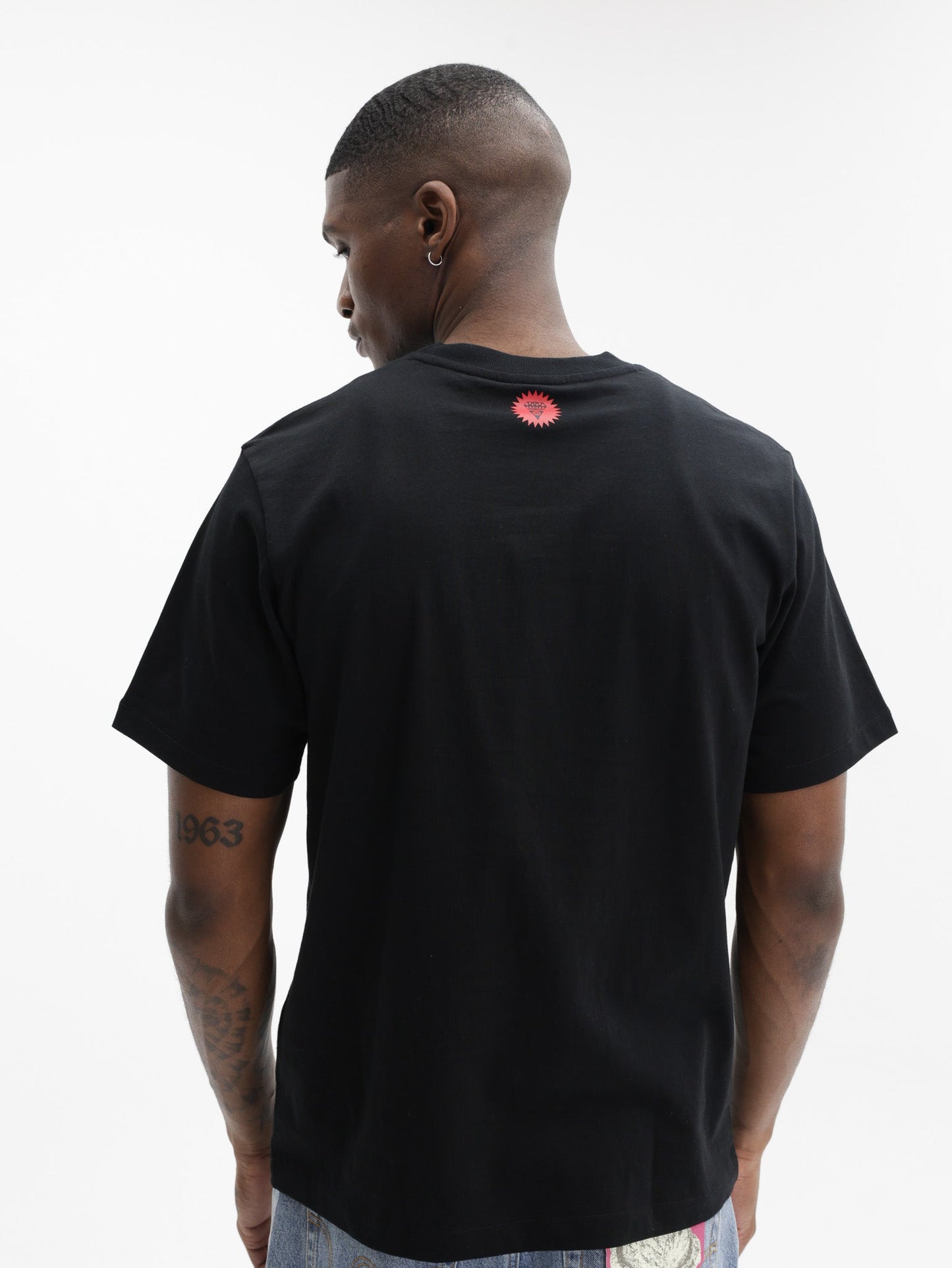 Ice Cream T-Shirt Checker Running Dog Black