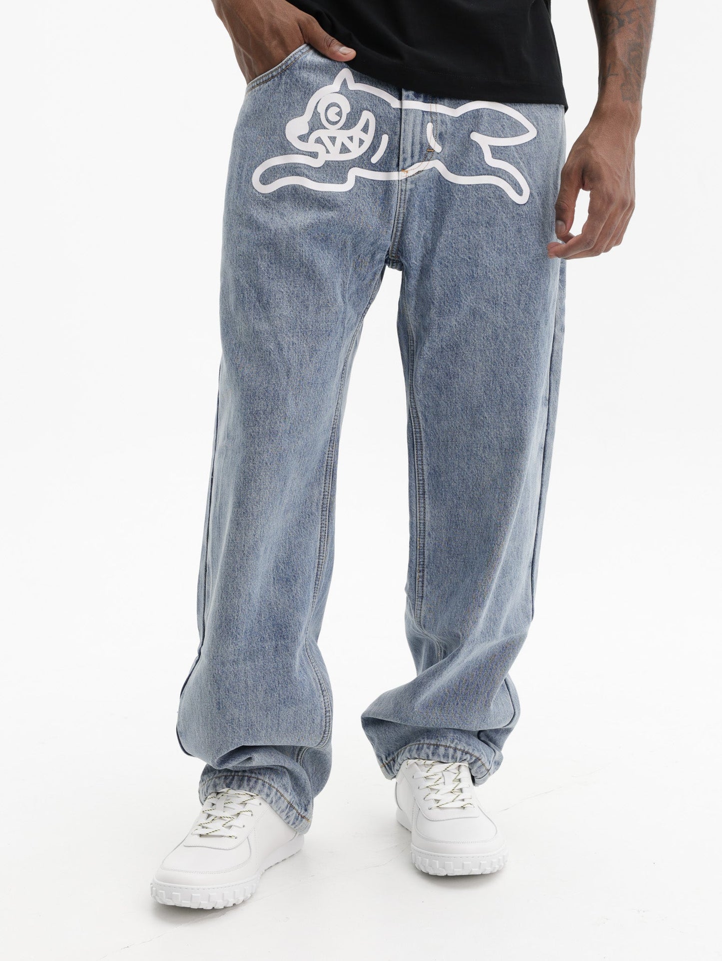 Ice Cream Jeans Check Lined Vintage Wash Blue