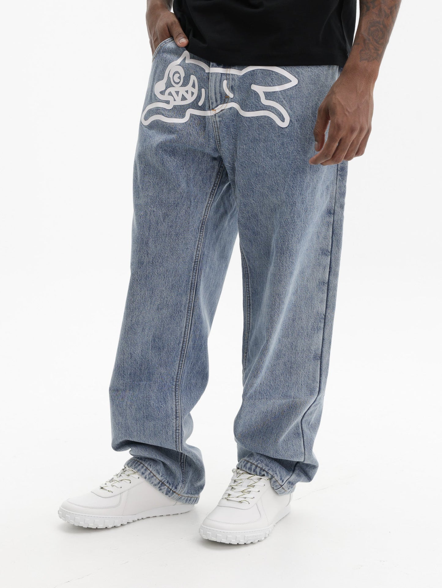 Ice Cream Jeans Check Lined Vintage Wash Blue