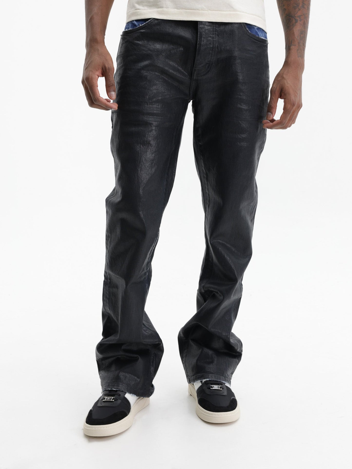 Purple Jeans Coated Flare Black