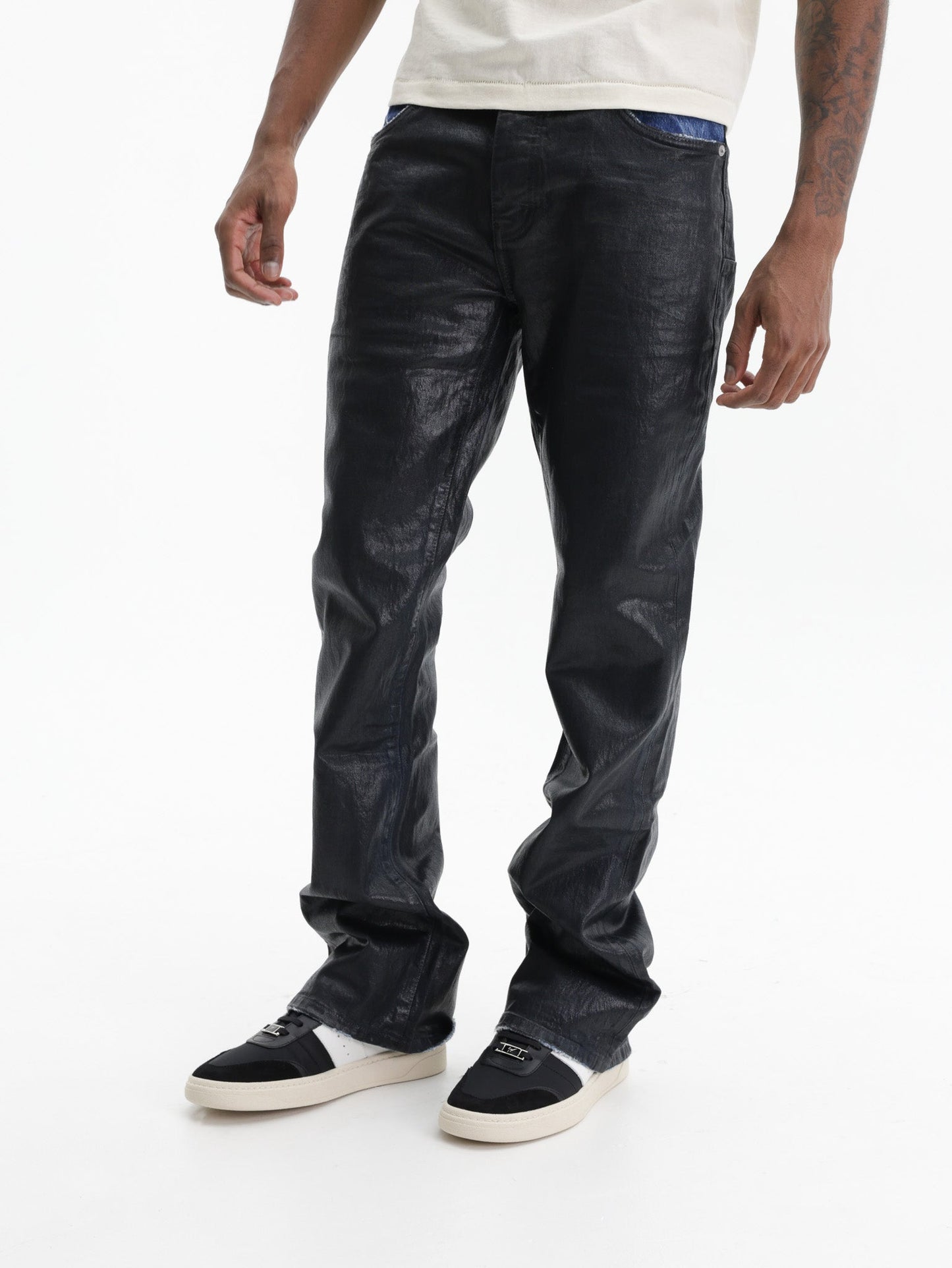 Purple Jeans Coated Flare Black
