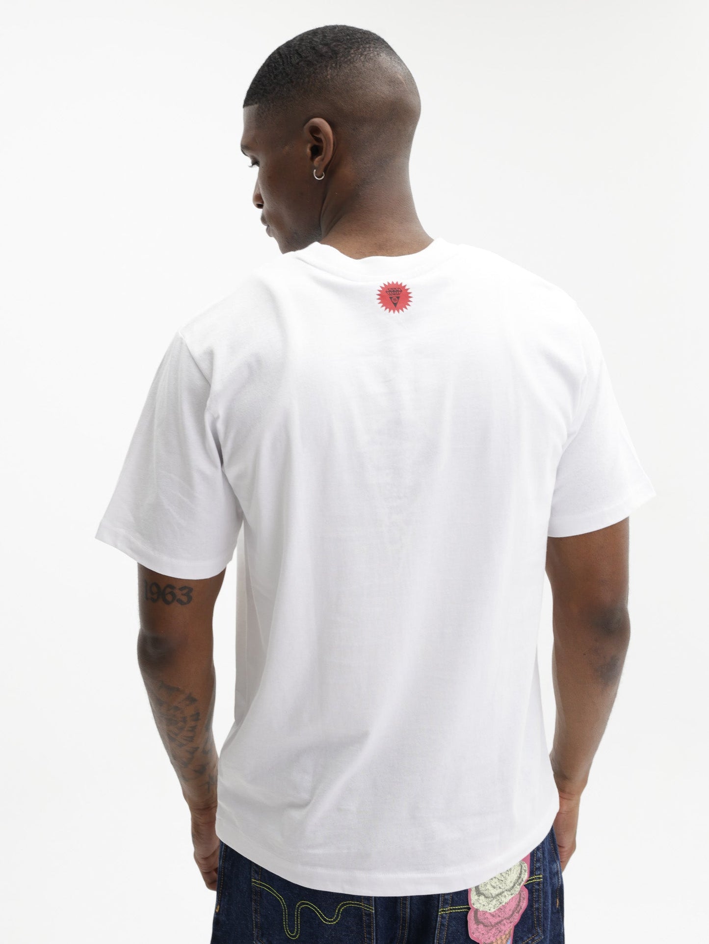 Ice Cream T-Shirt Checker Running Dog White