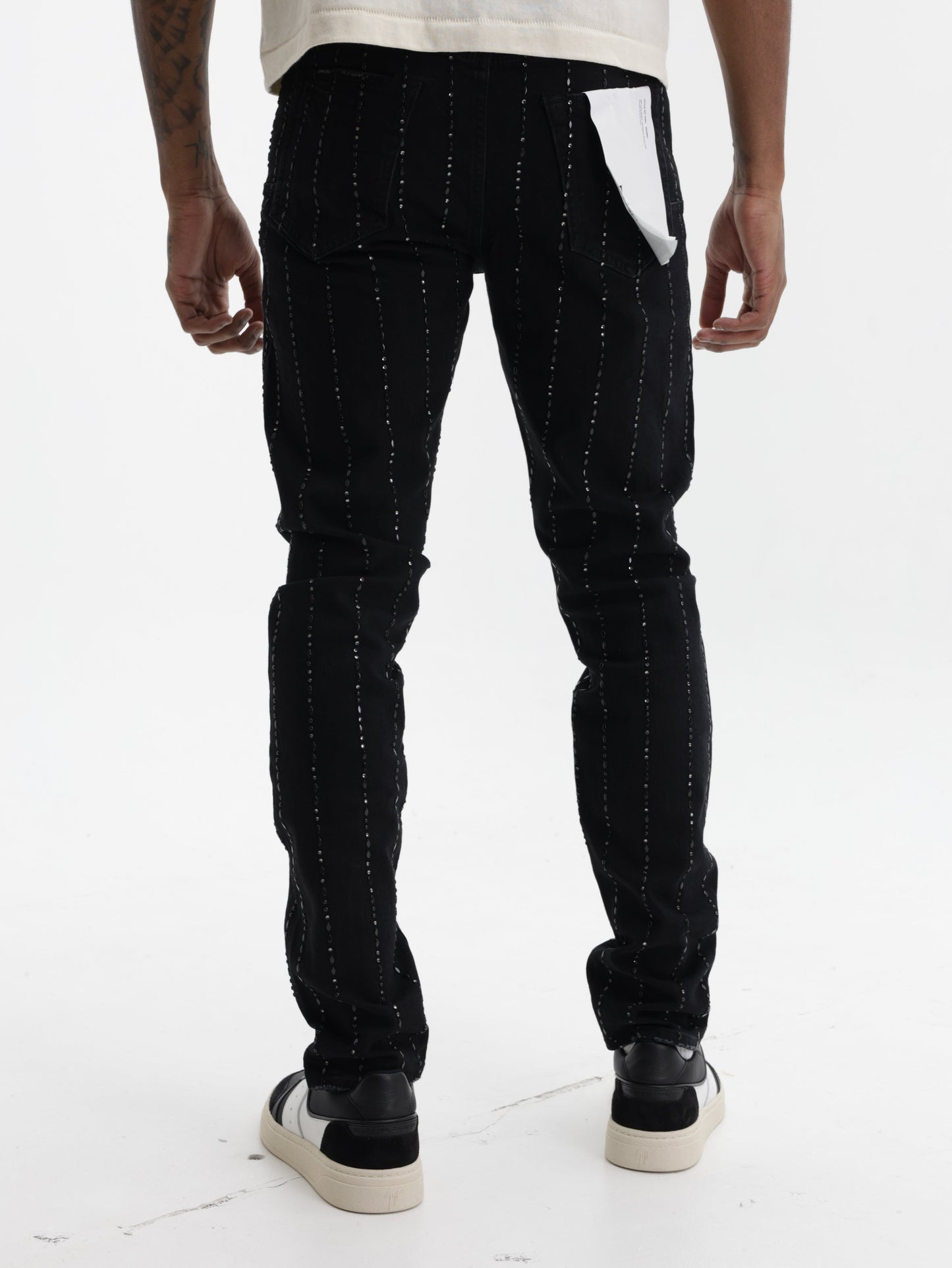 Purple Jeans Skinny Pinstripe Black