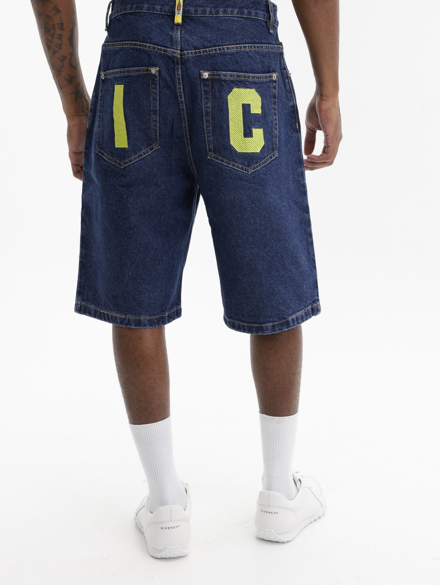 Ice Cream Denim Shorts Running Dog  Indigo