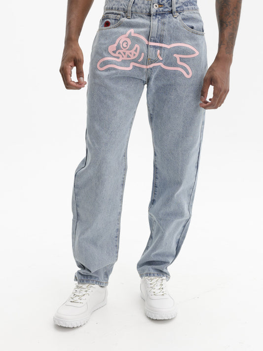 Ice Cream Jeans Running Dog Heavy Wash Blue