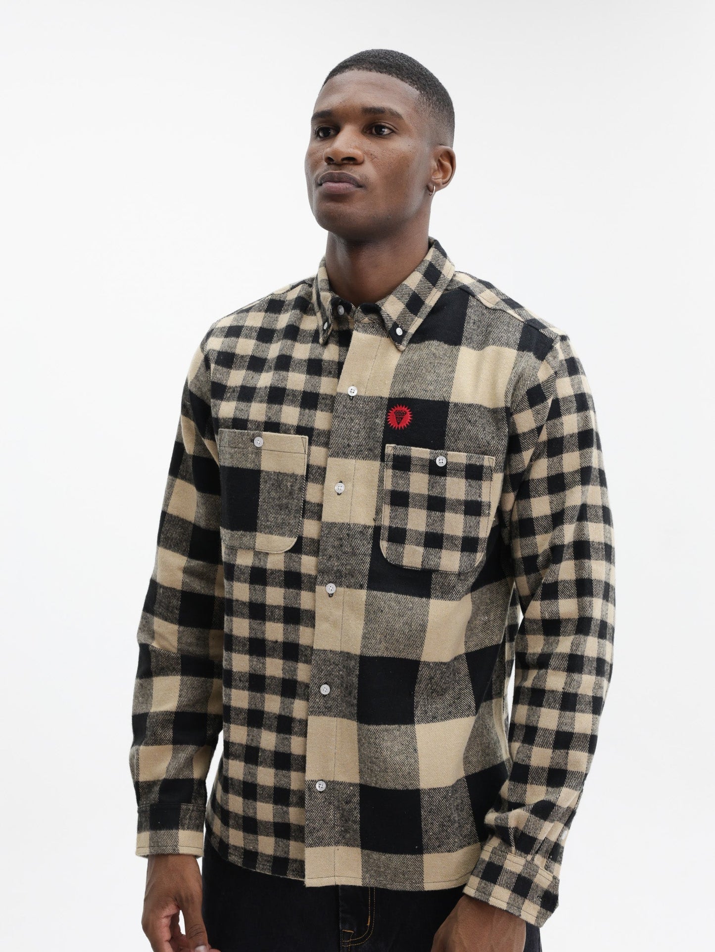 Ice Cream Shirt Check Multi Ls Black