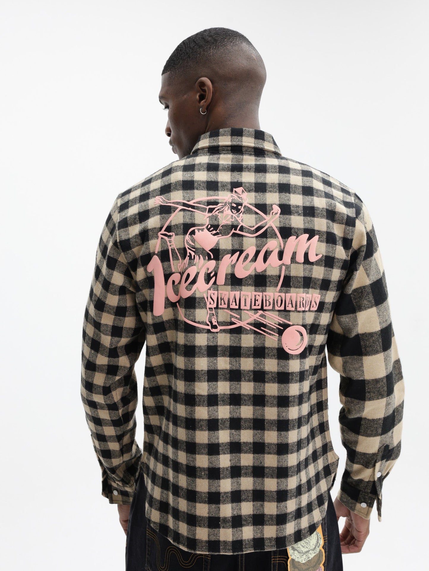 Ice Cream Shirt Check Multi Ls Black