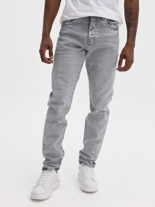 Purple Jeans Alloy Studs Overdyed Grey