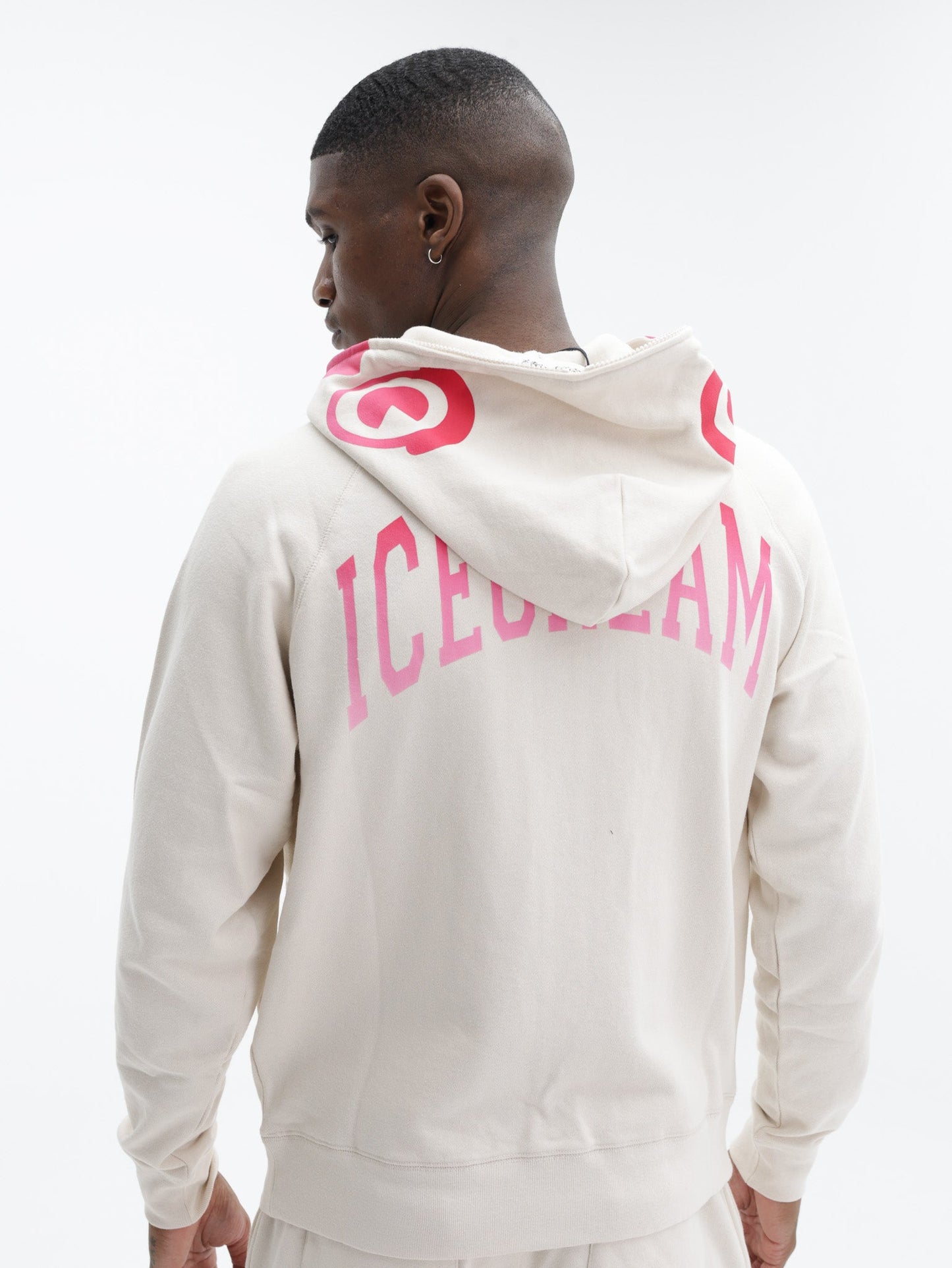Ice Cream Hoodie Gradient Smiley Zip Through Ecru