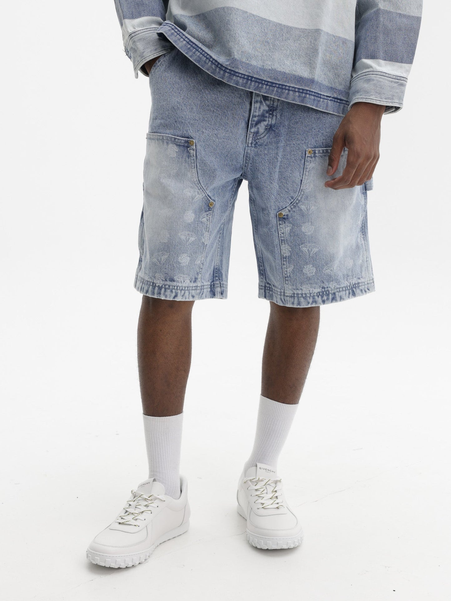 Billionaire Boys Club Denim Shorts Diamonds & Dollars Carpenter Light Wash Blue