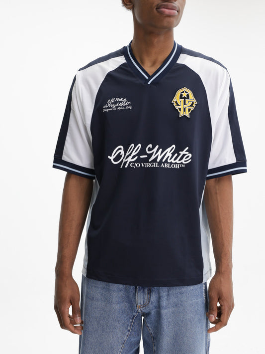 Off - White T-Shirt Soccer V-neck Midnight Blue