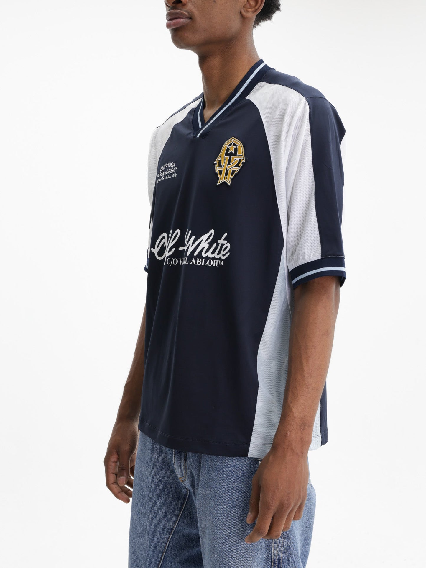 Off - White T-Shirt Soccer V-neck Midnight Blue