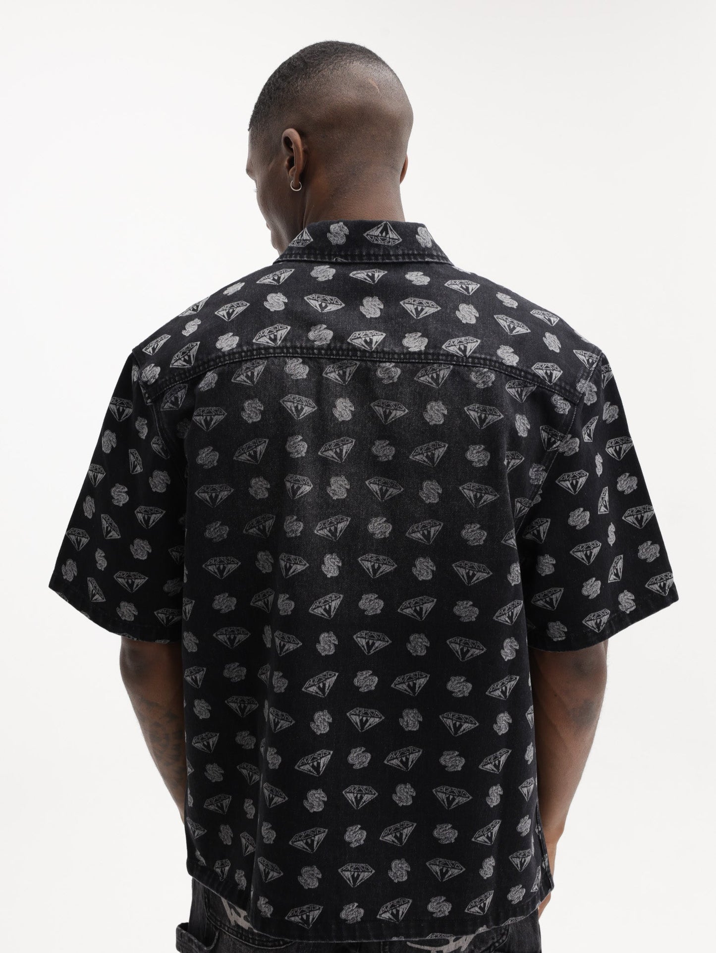 Billionaire Boys Club Denim Shirt Diamonds & Dollars Oversized Ss Black