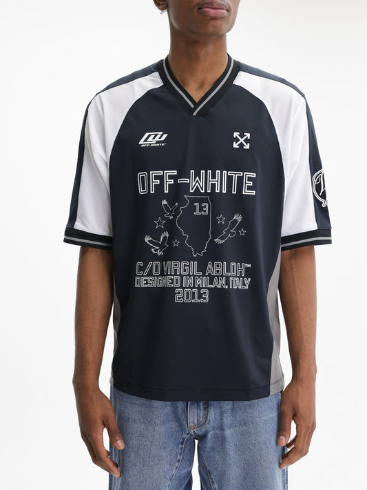 Off - White T-Shirt Soccer V-neck Black