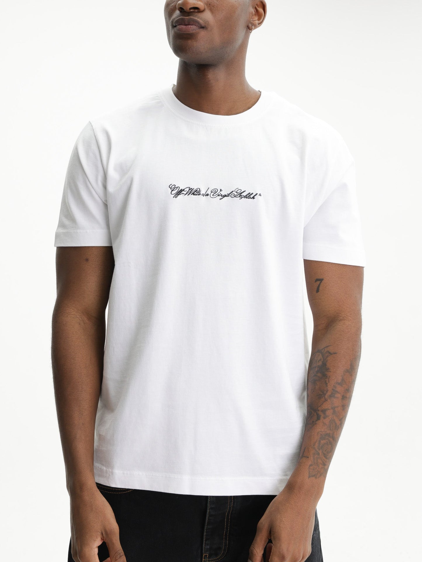 Off - White T-Shirt Script Arrow SS Slim White