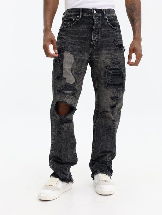 Purple Jeans Repair Blowouts Black