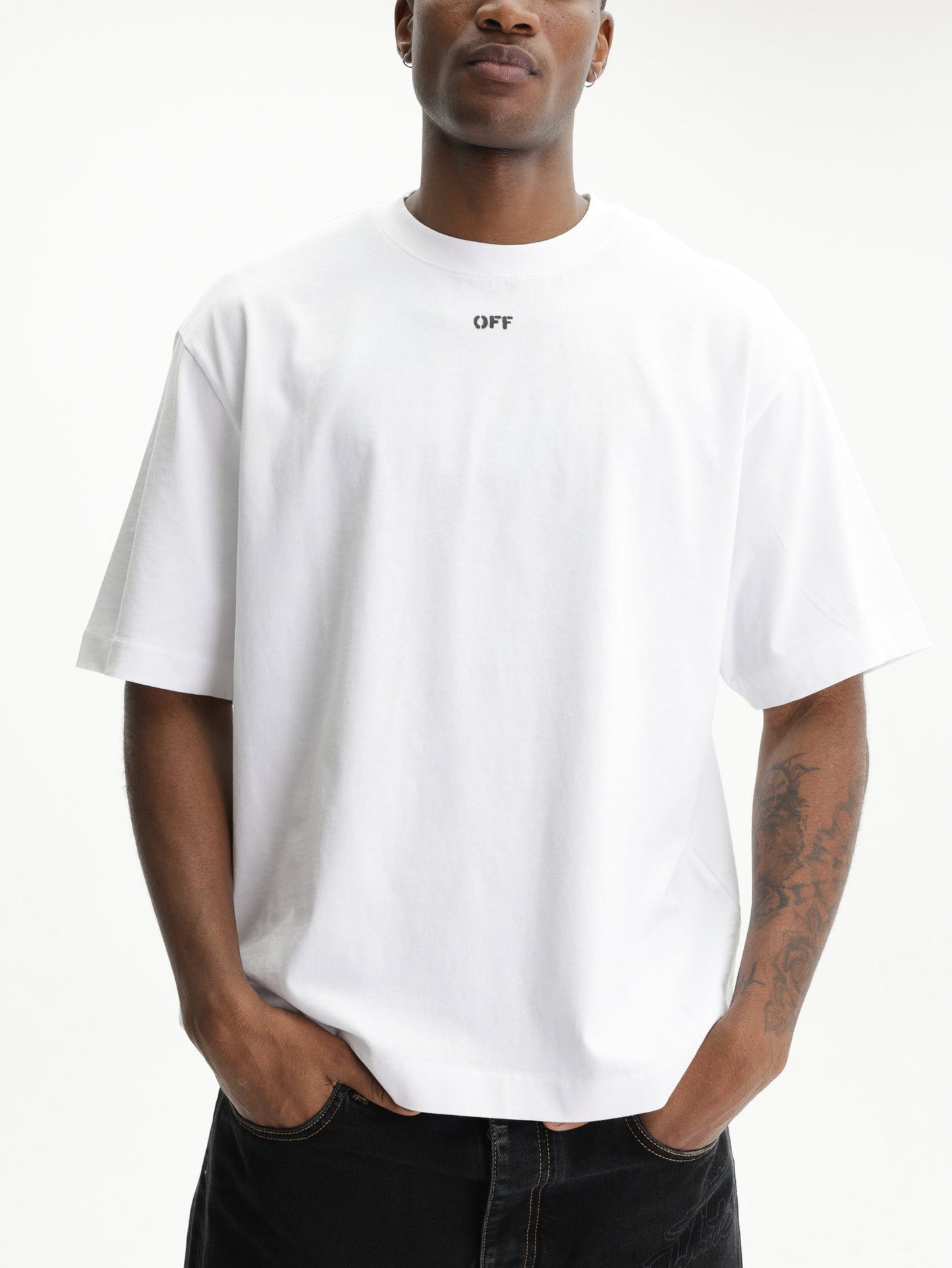 Off - White T-Shirt Rubbed Paint Arrows White
