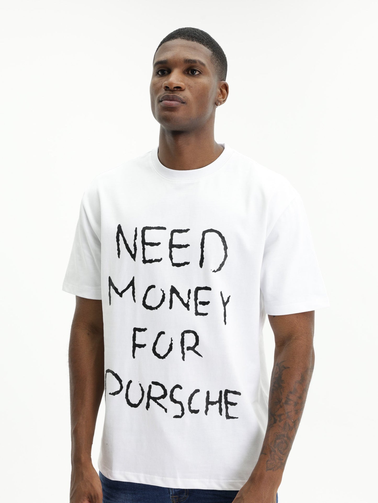 Need Money For Porsche Front Print White