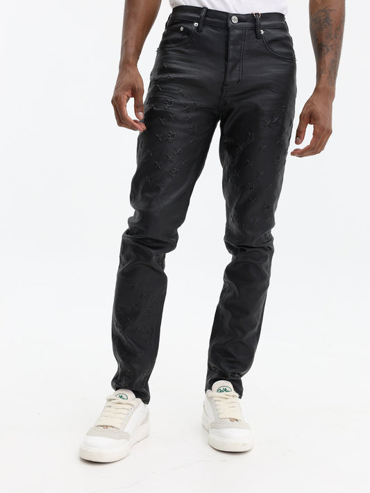 Purple Jeans Skinny Mono Embossed Film Black