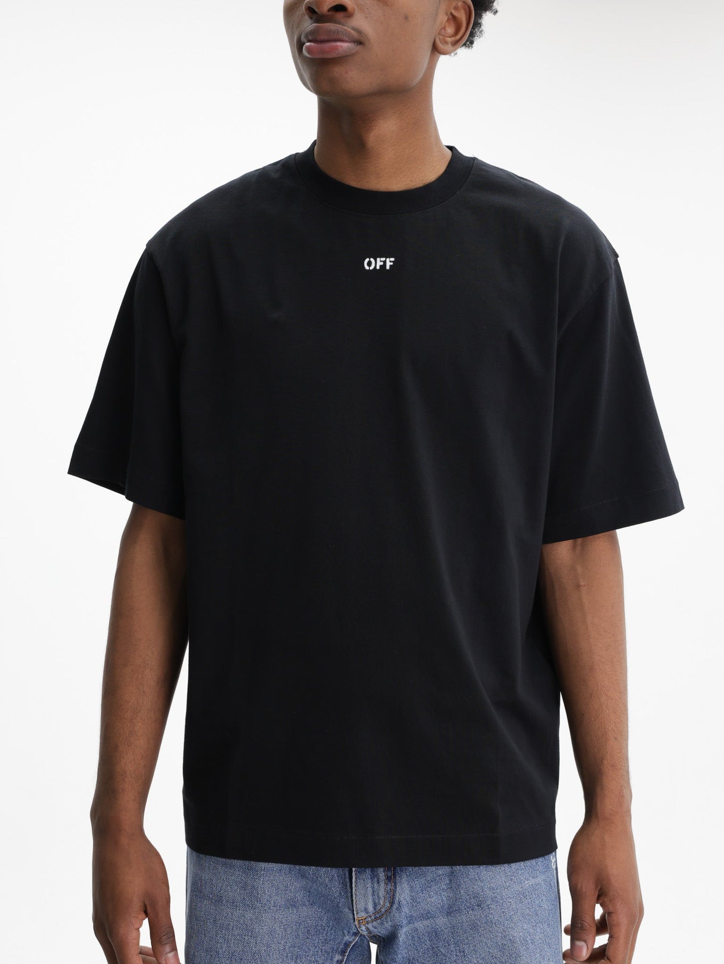 Off - White T-Shirt New Off Stamp Skate Black