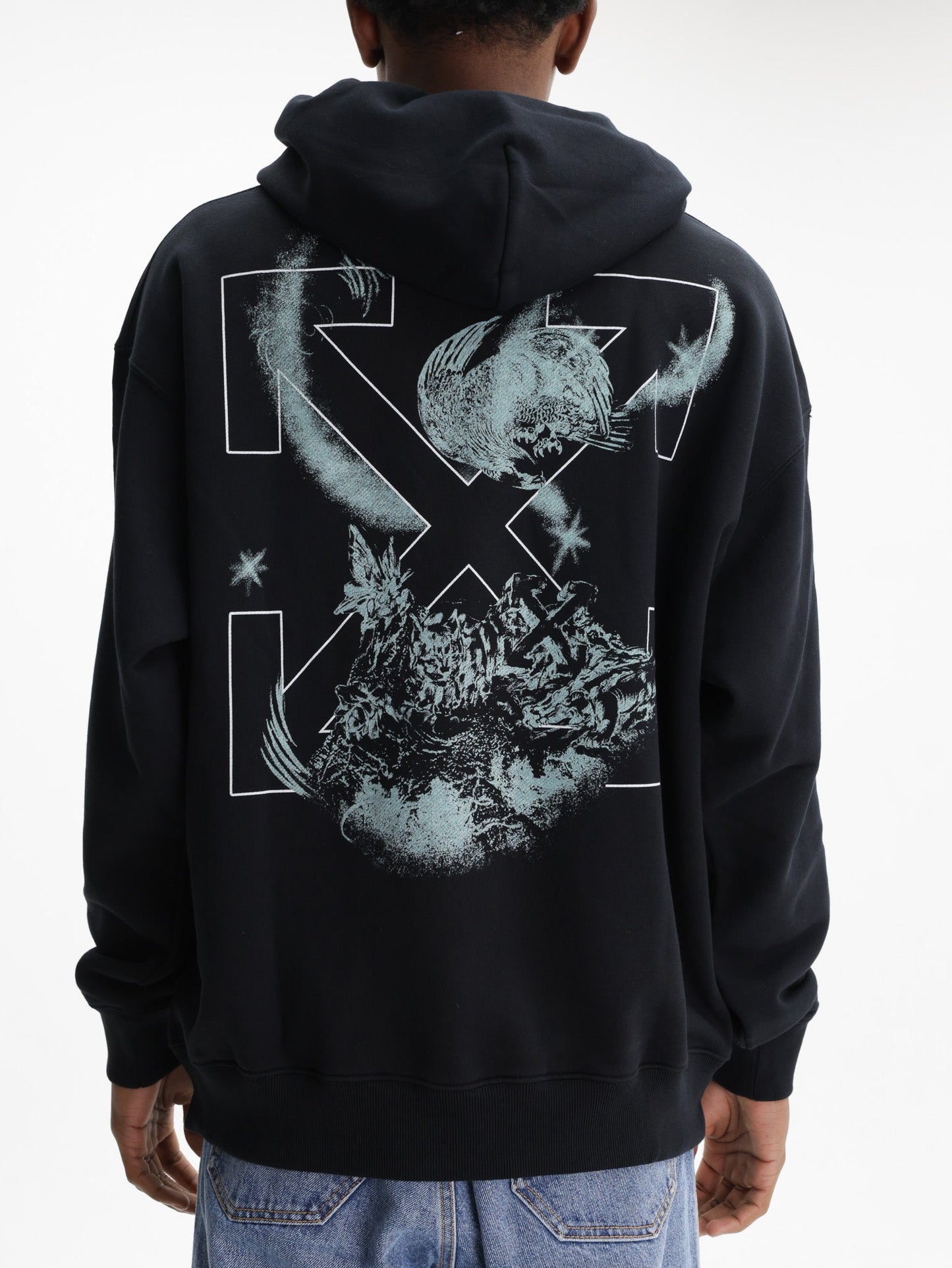 Off - White Hoodie Moon Skate Black