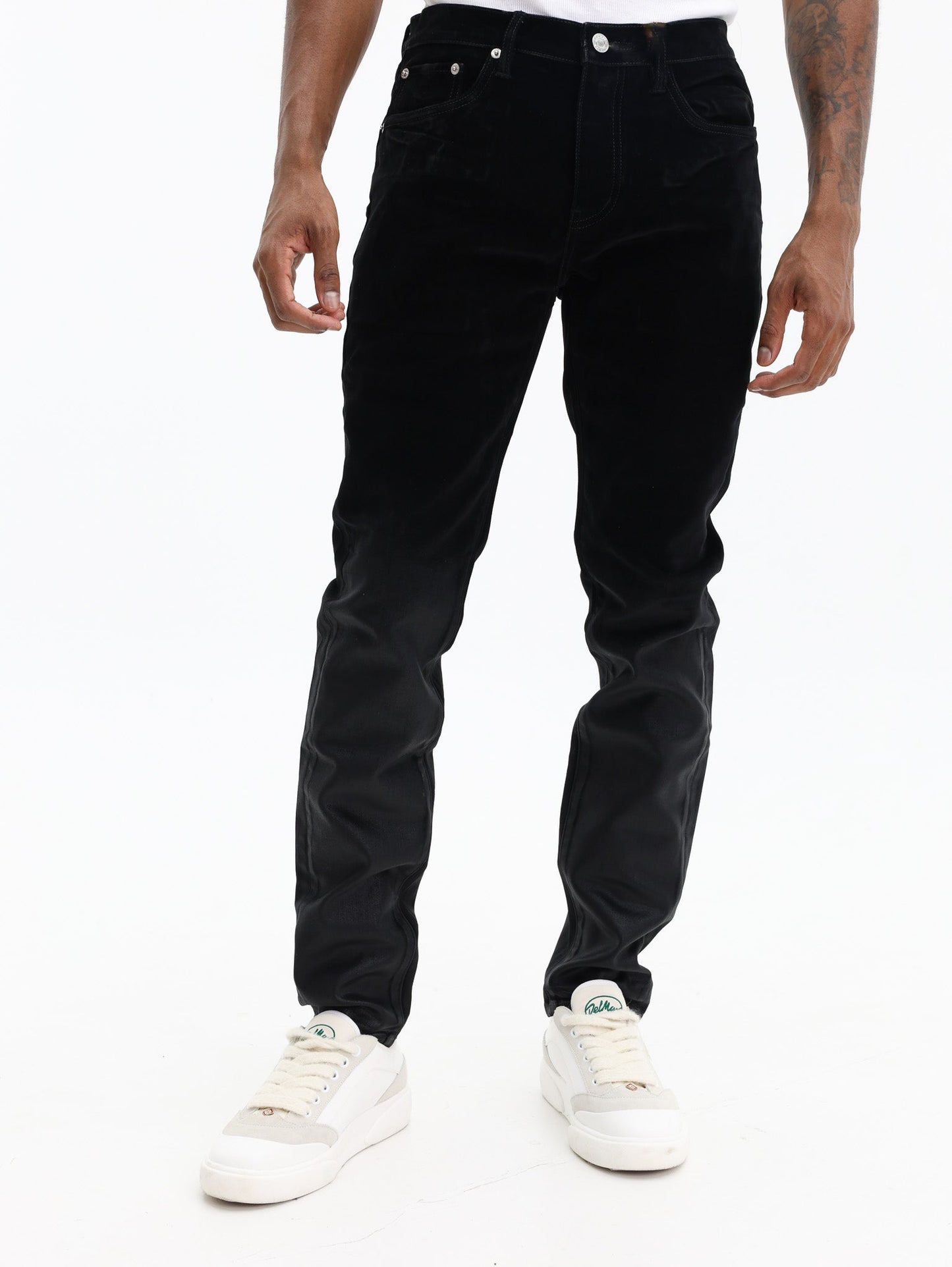 Purple Jeans Skinny Flock Dipped Black