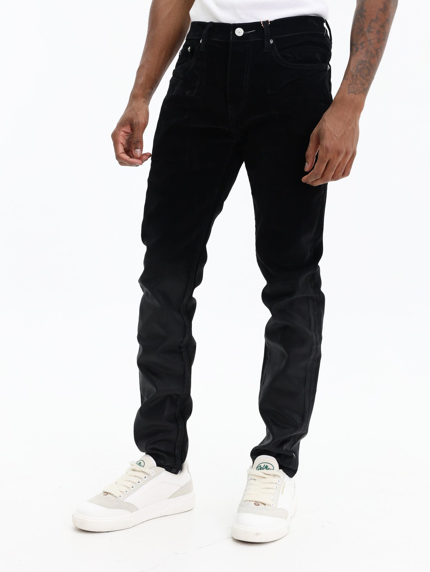 Purple Jeans Skinny Flock Dipped Black