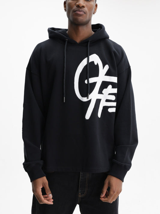 Off - White Hoodie Shared Spray Logo Black