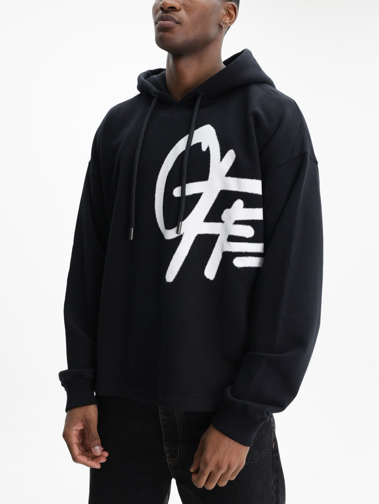 Off - White Hoodie Shared Spray Logo Black
