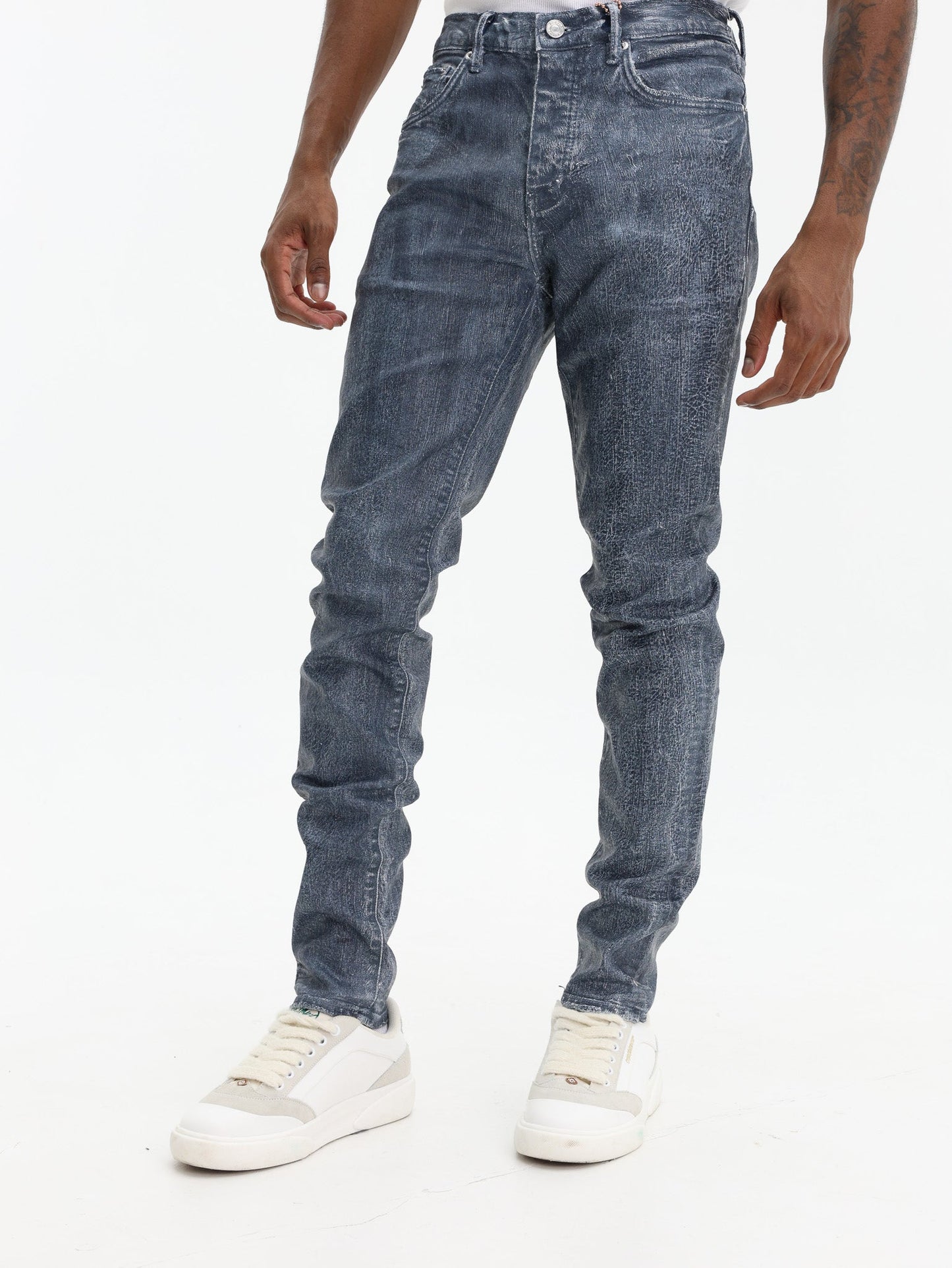 Purple Jeans Skinny Aden Coated Navy