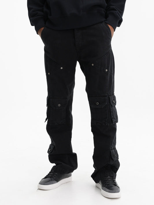 Off - White Pants Multi Pockets Relax Black