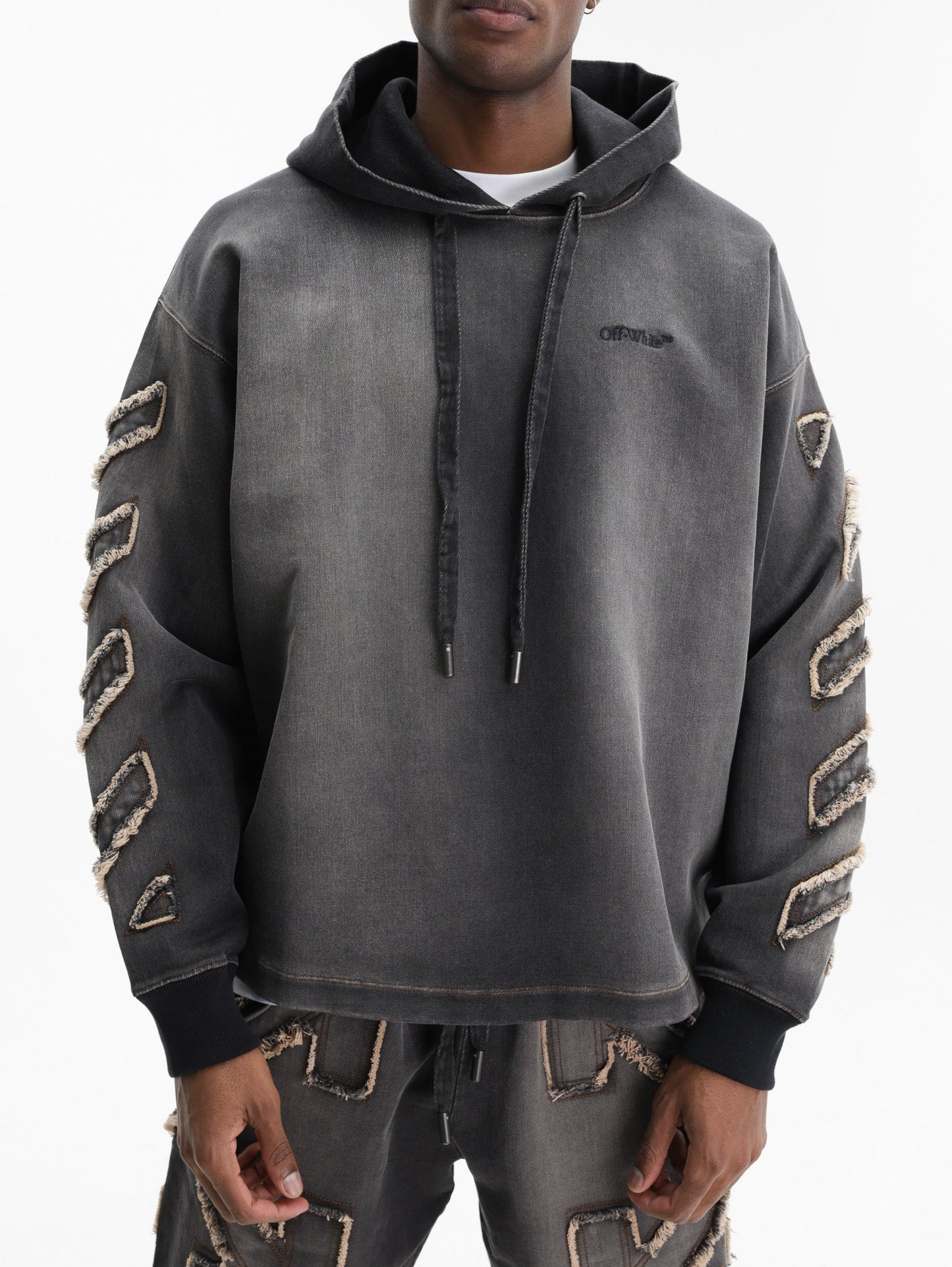 Off - White Hoodie Arrow Distr Den Black